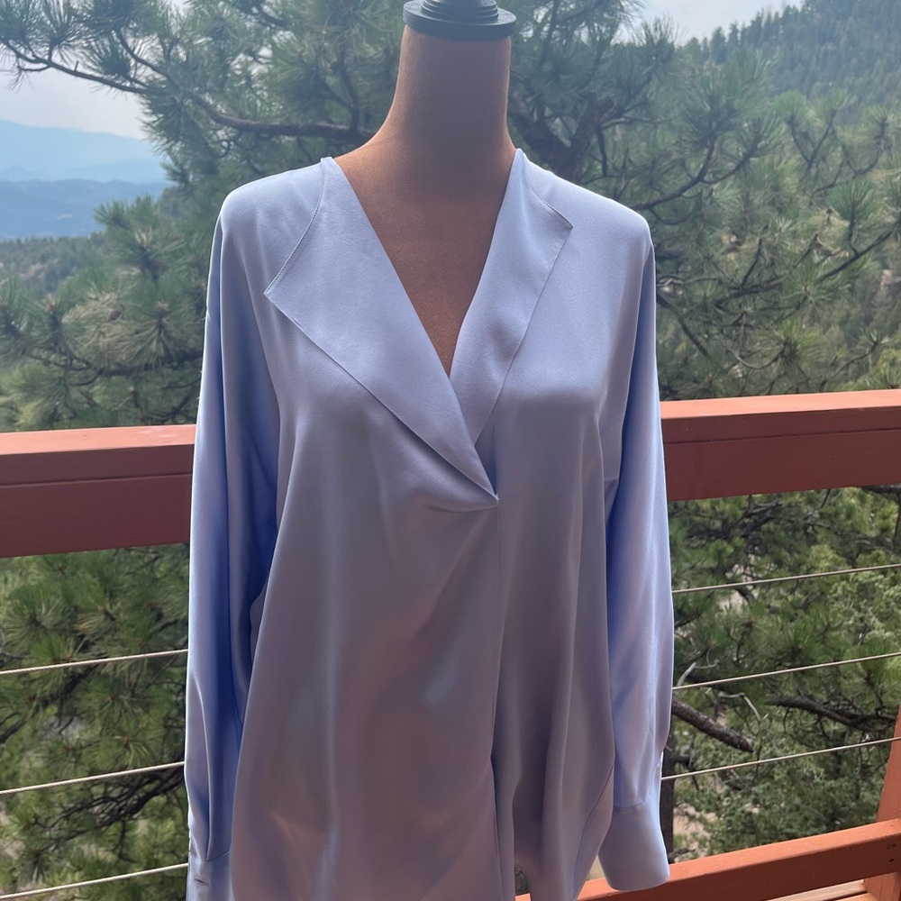 Vince Light Blue Silk Top Blouse